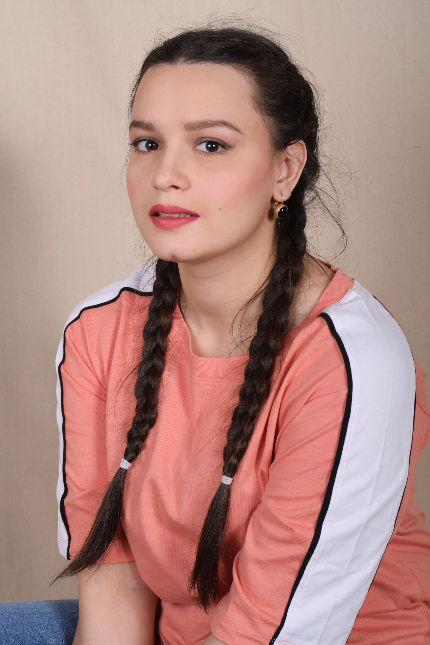 Side Stripe Athletic T-Shirt - Tea Pink