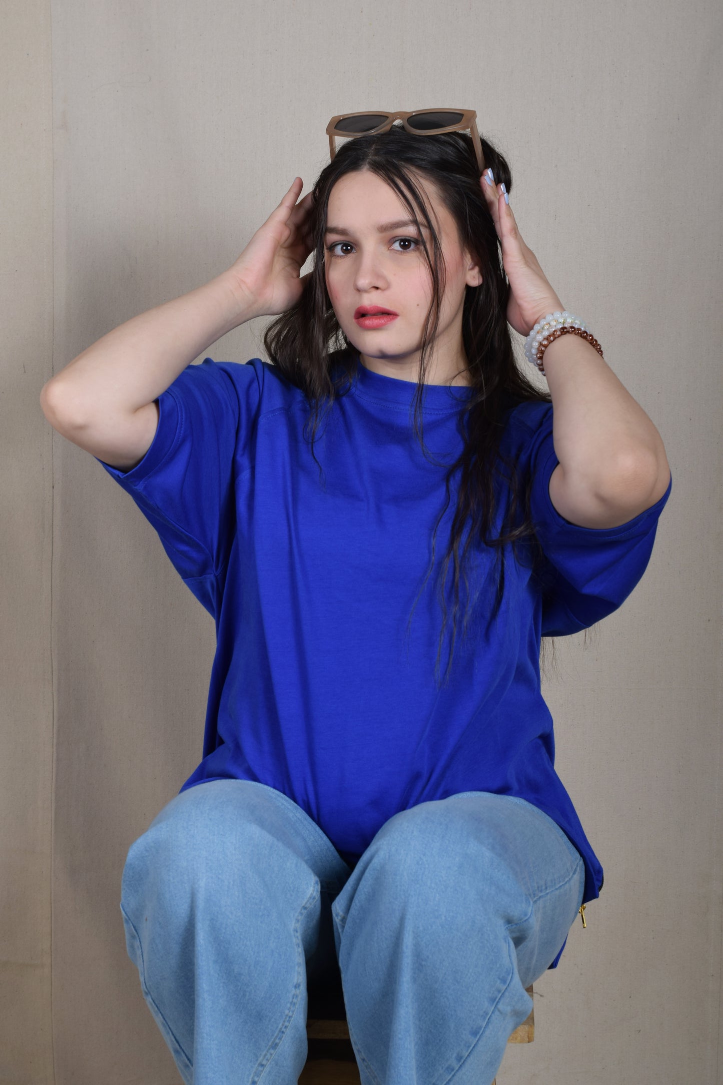 Royal Blue Raglan Zip Style Tee