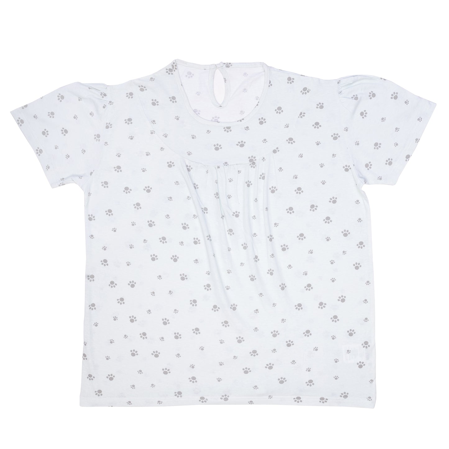 White Gathered Yoke Top