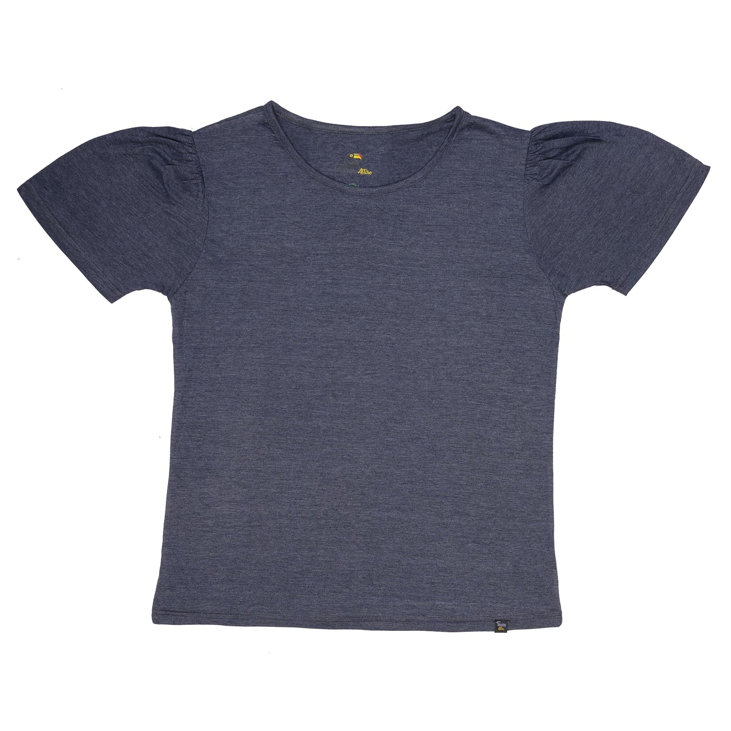 Puff Sleeve Basic T-Shirt - Charcoal