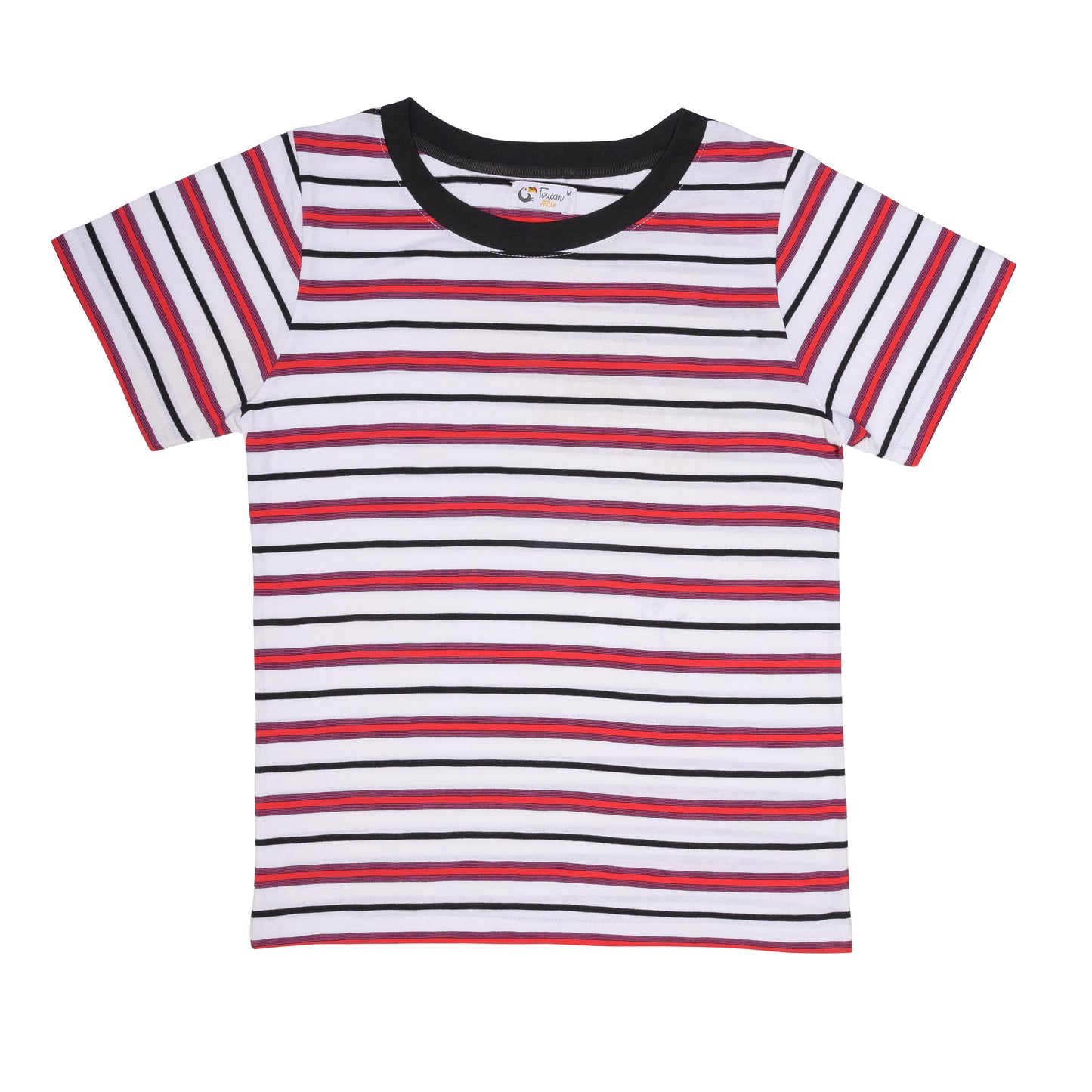 Red & Black Striped Crew Neck T-Shirt