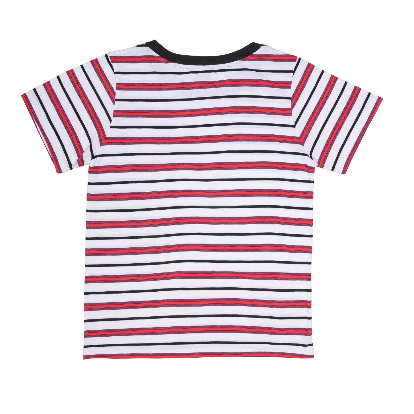 Red & Black Striped Crew Neck T-Shirt