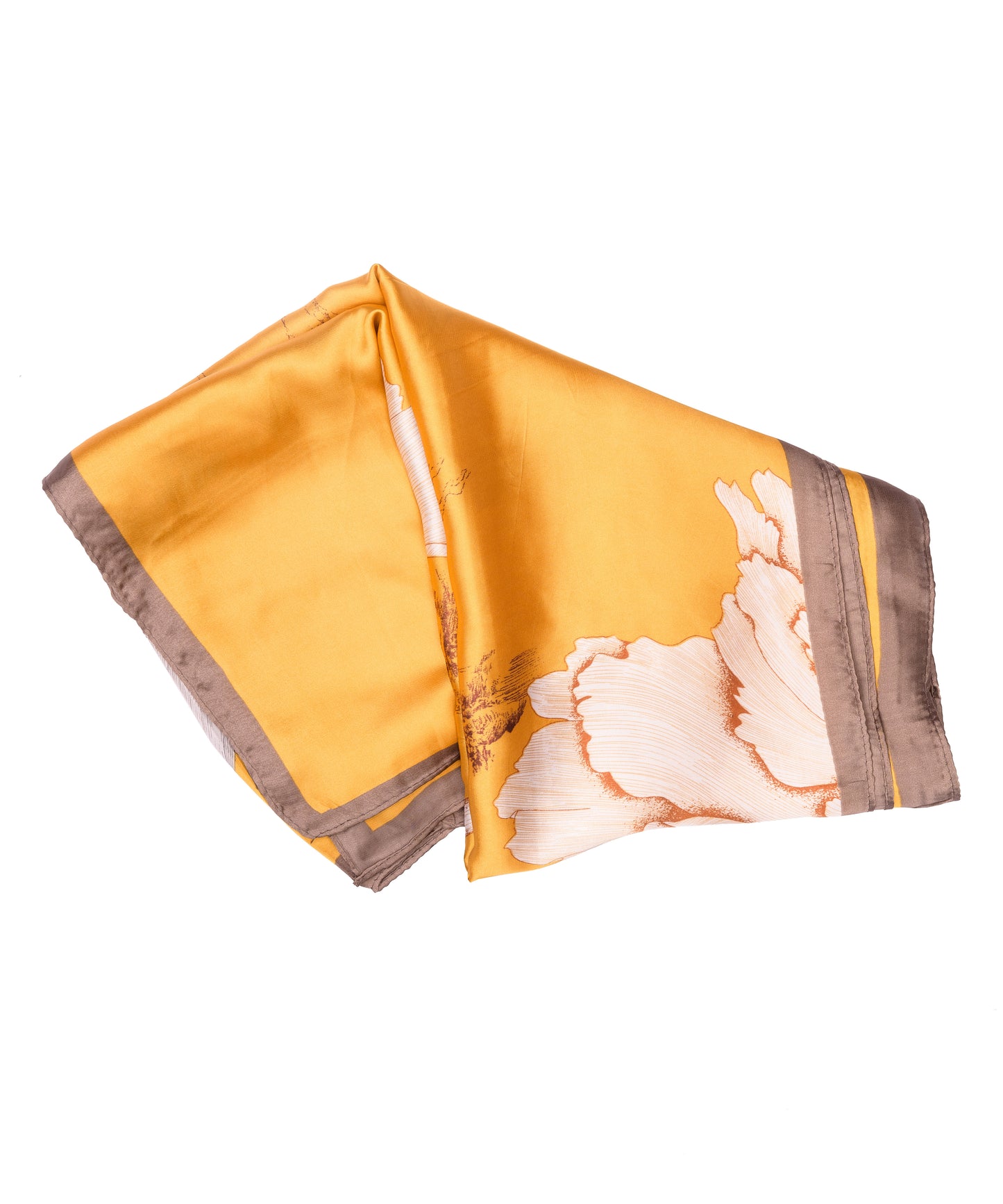 Golden Peony Silk Scarf
