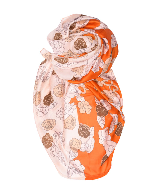 Blush & Coral Floral Silk Wrap