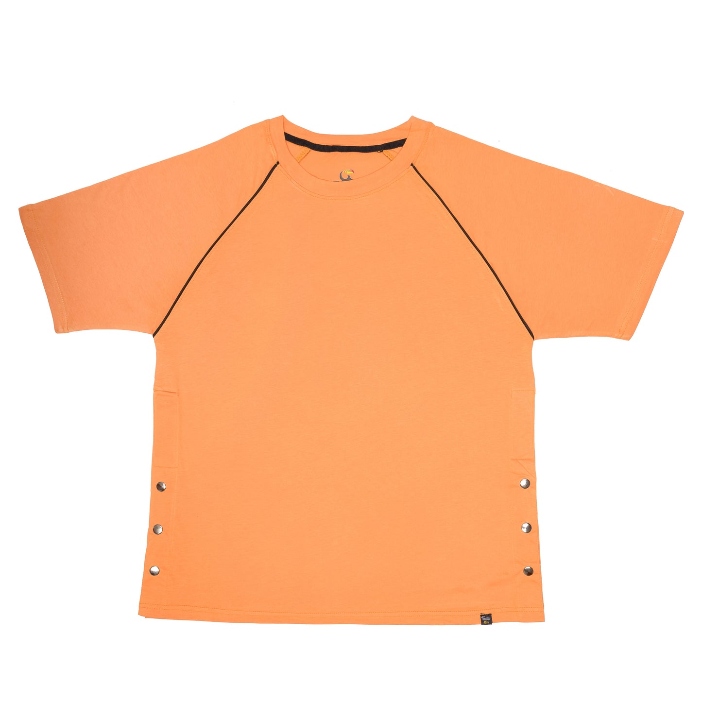 Orange Athletic Tee with Side Snaps