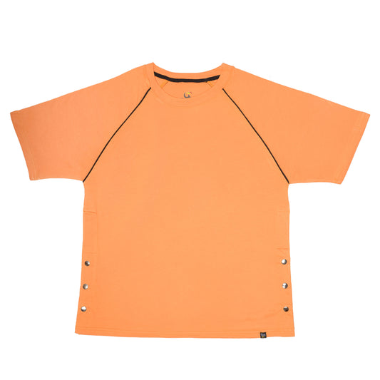 Orange Athletic Tee with Side Snaps