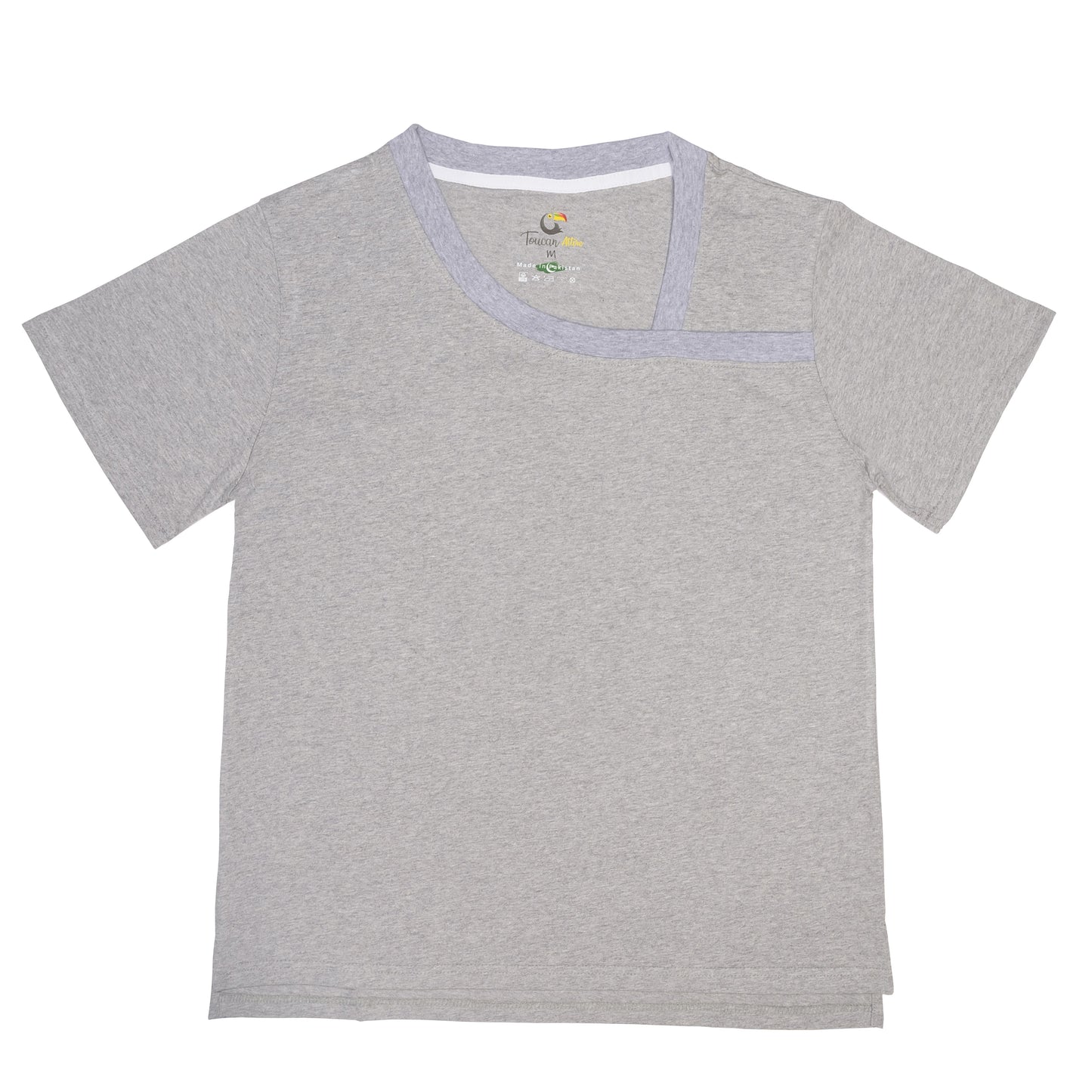Gray Asymmetric Neckline Tee