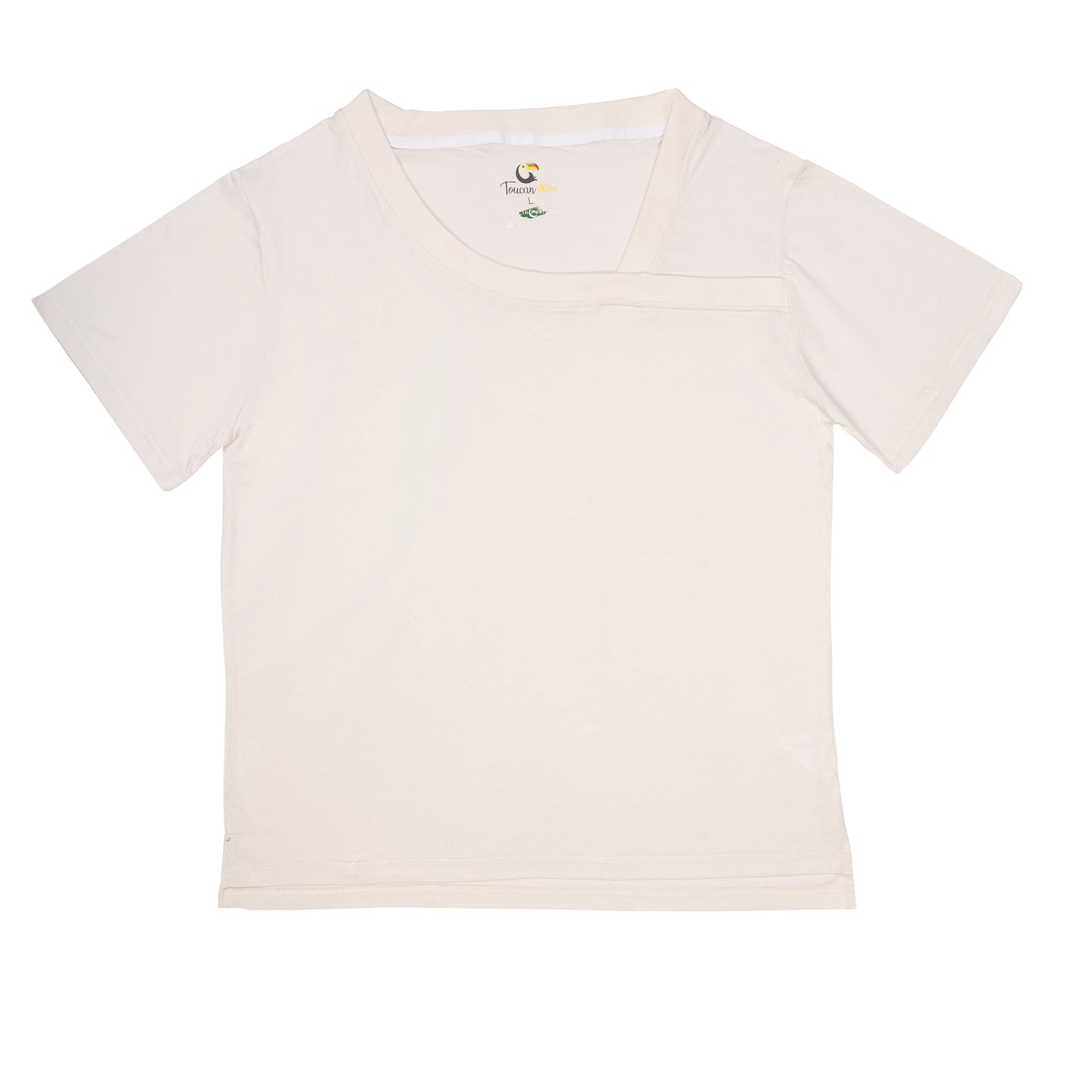 White Asymmetric Neckline Tee