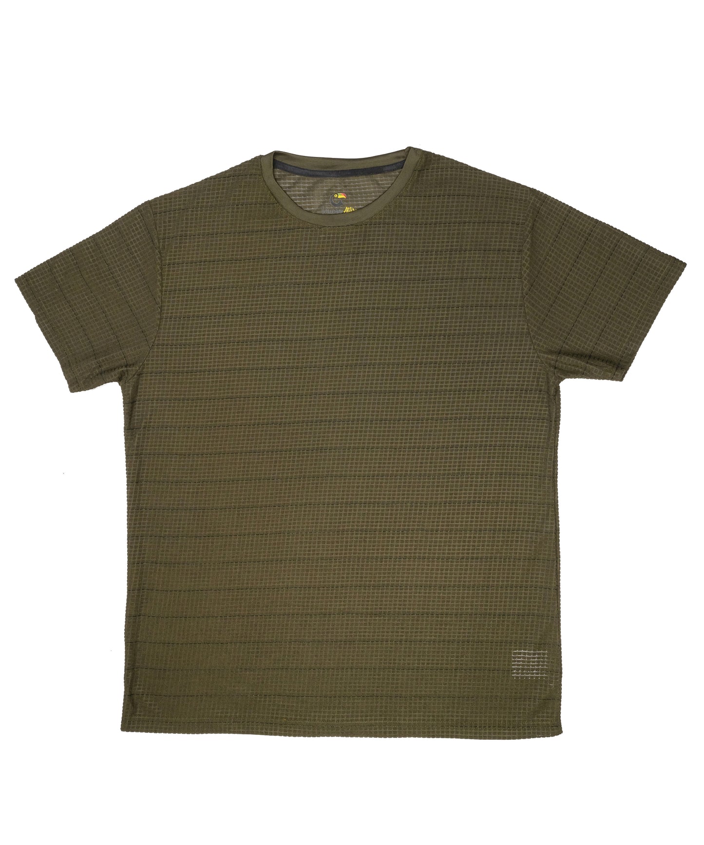 Olive Green Textured Crew Neck