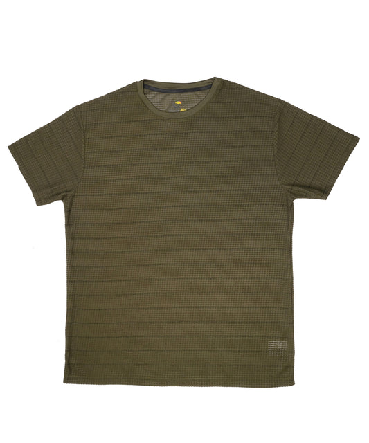 Olive Green Textured Crew Neck
