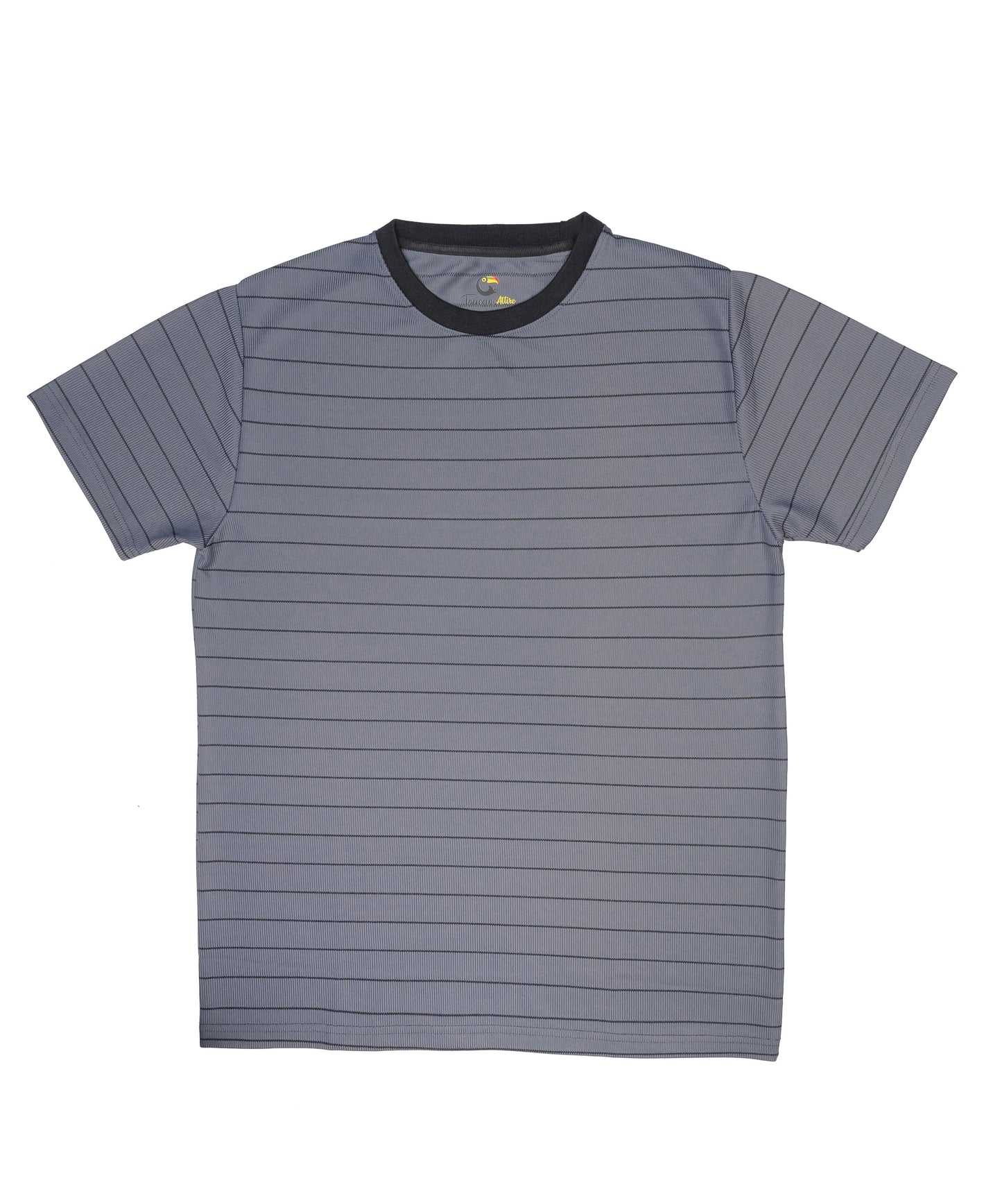 Gray Striped Crew Neck T-Shirt