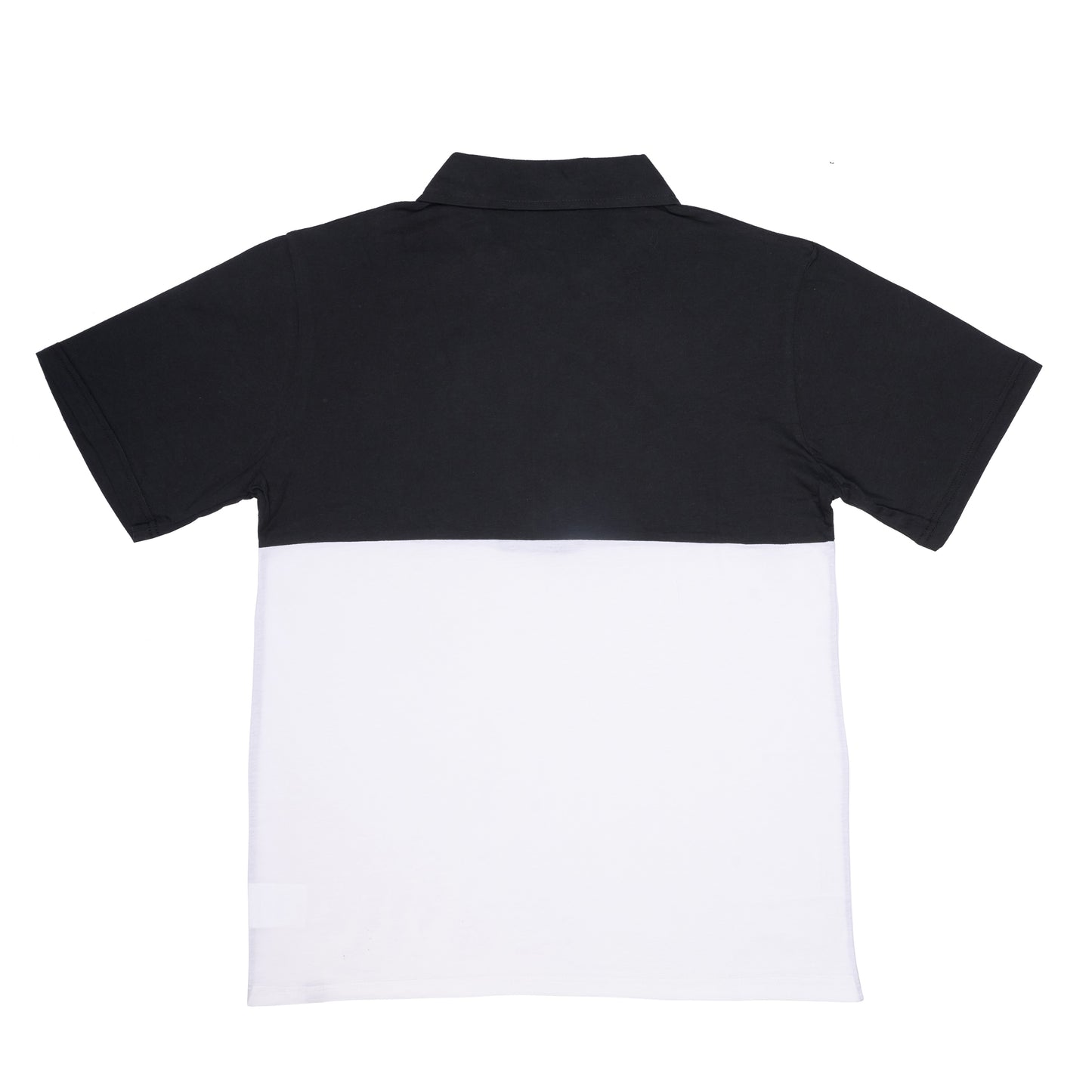 Two-Tone Zip Polo T-Shirt - Black/White