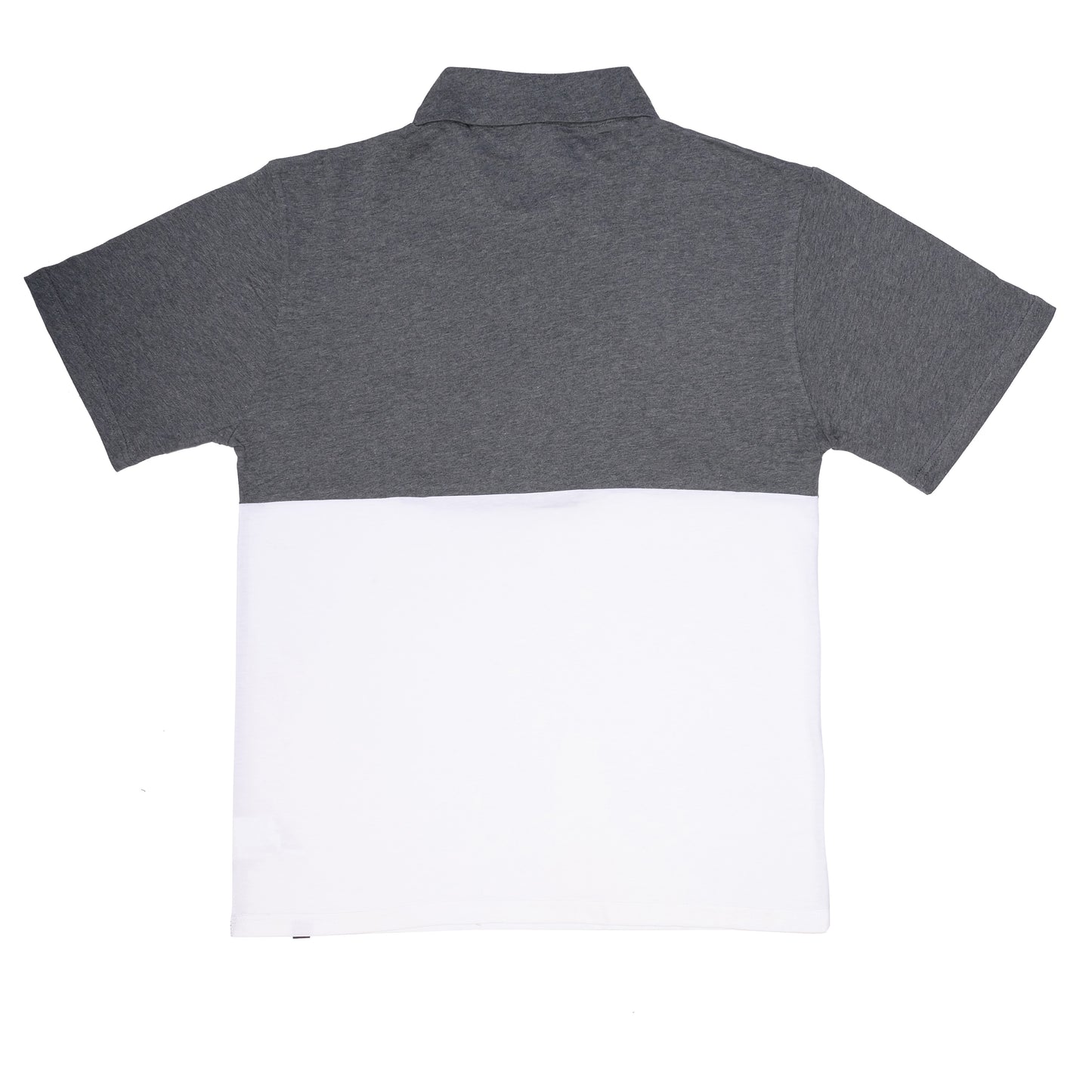 Two- Tone Zip Polo T-Shirt - Grey/White