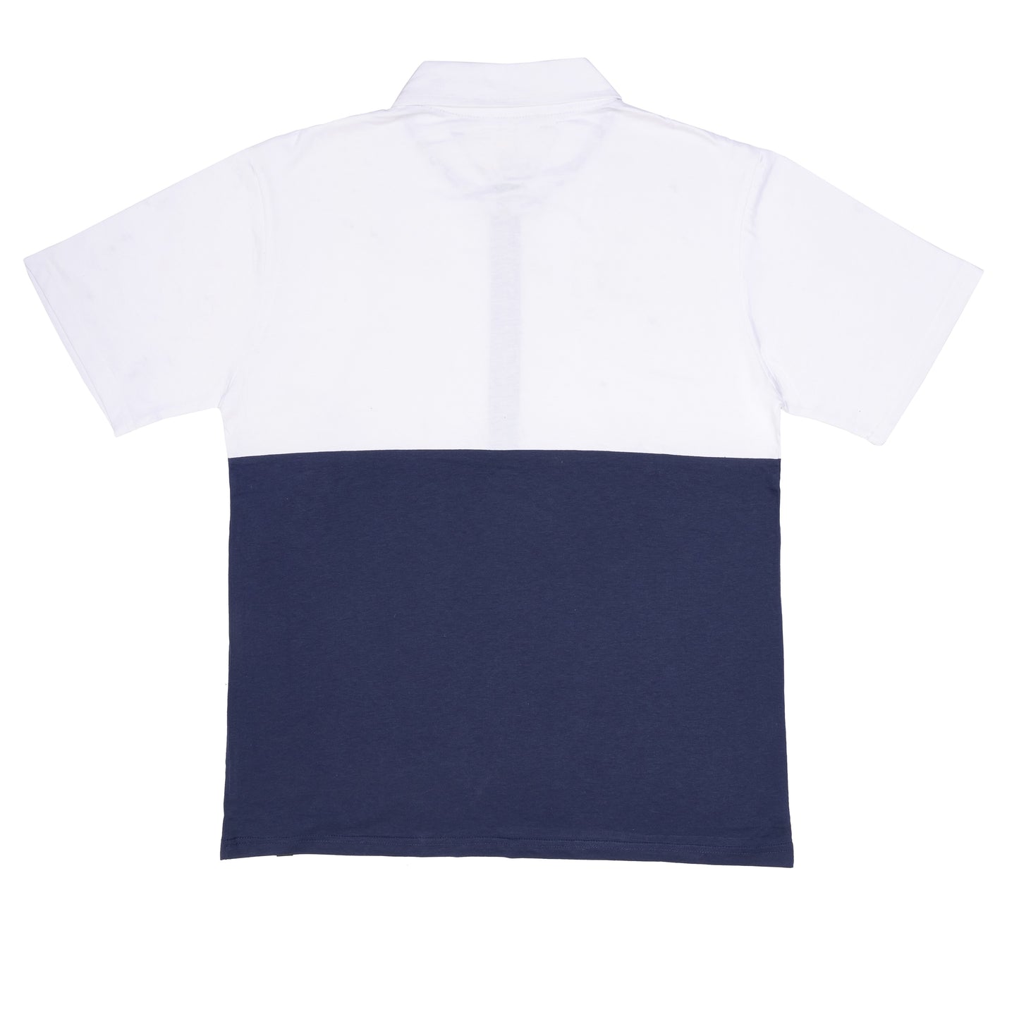 Two-Tone Zip Polo T-Shirt - Navy/White