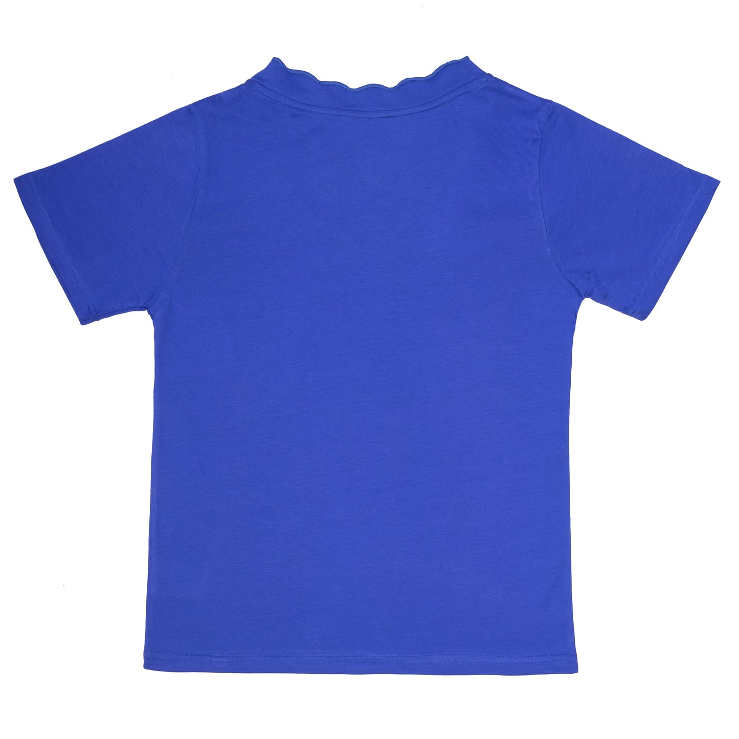 V-Neck Scalloped T-Shirt - R Blue