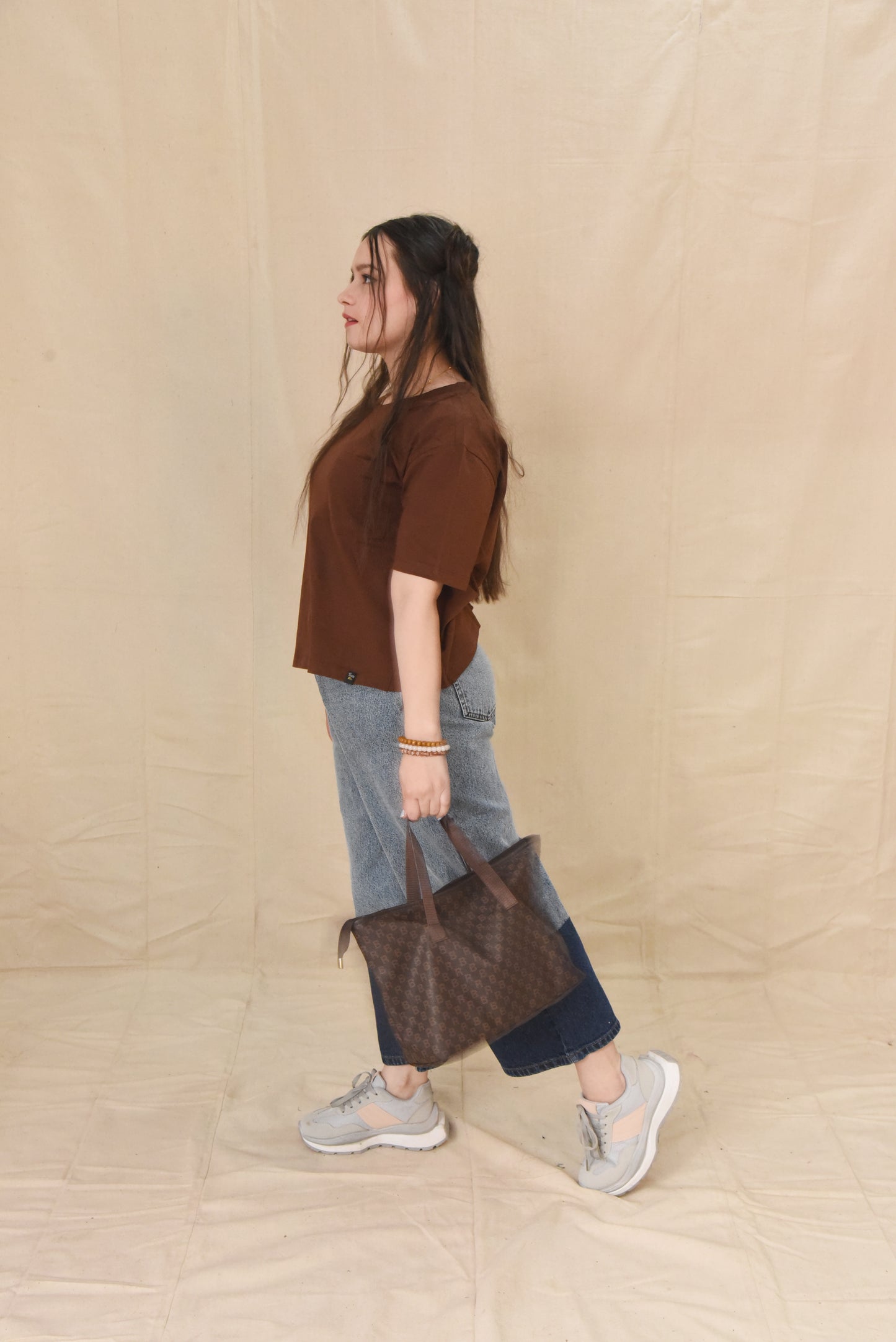 Brown Pocket Tee with Side Snaps