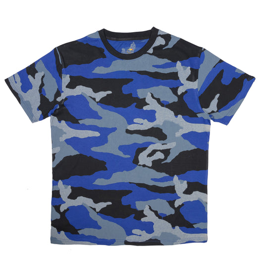 Blue Camo Crew Neck T-Shirt