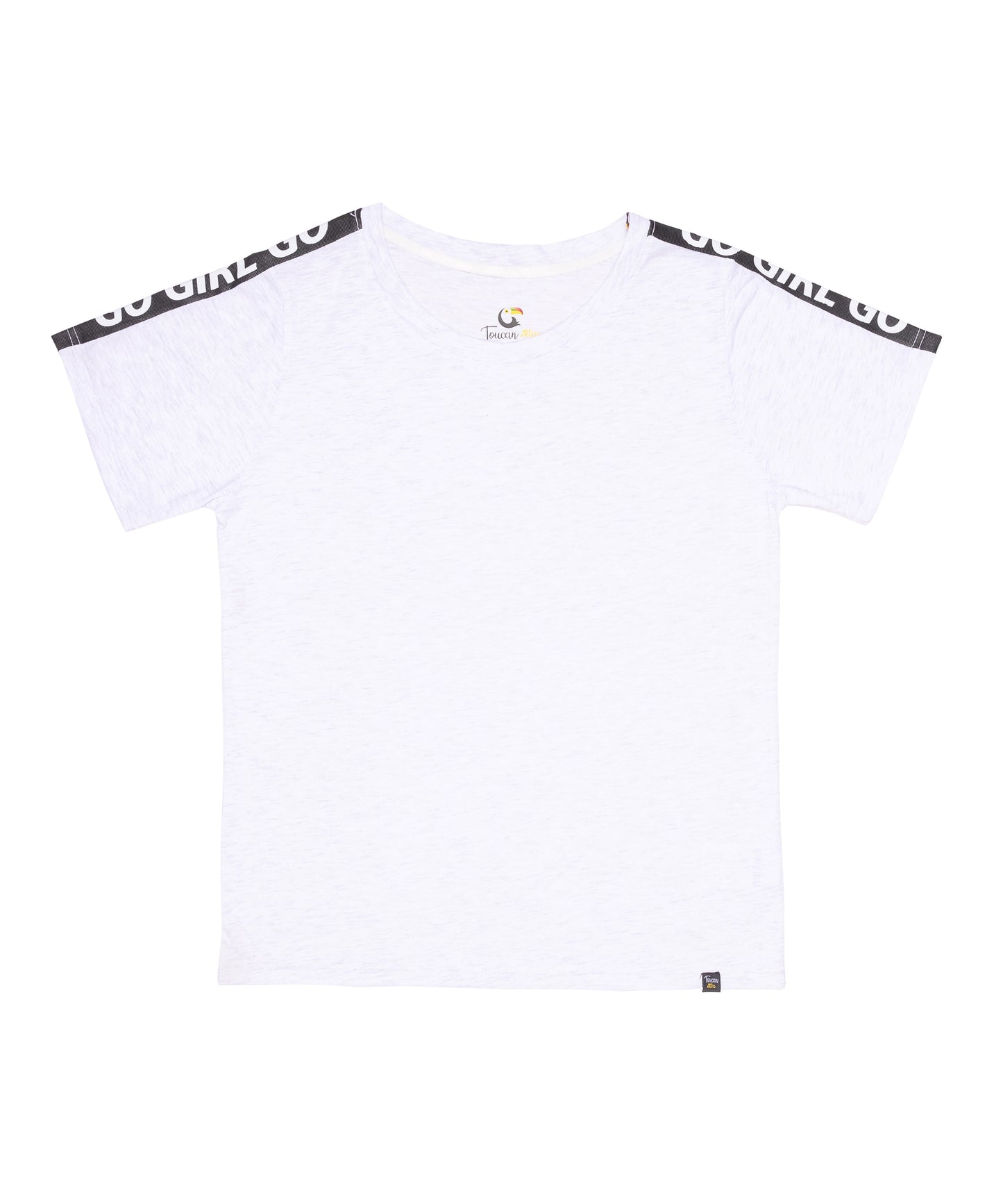 White Go Girl Stripe Shoulder Tee