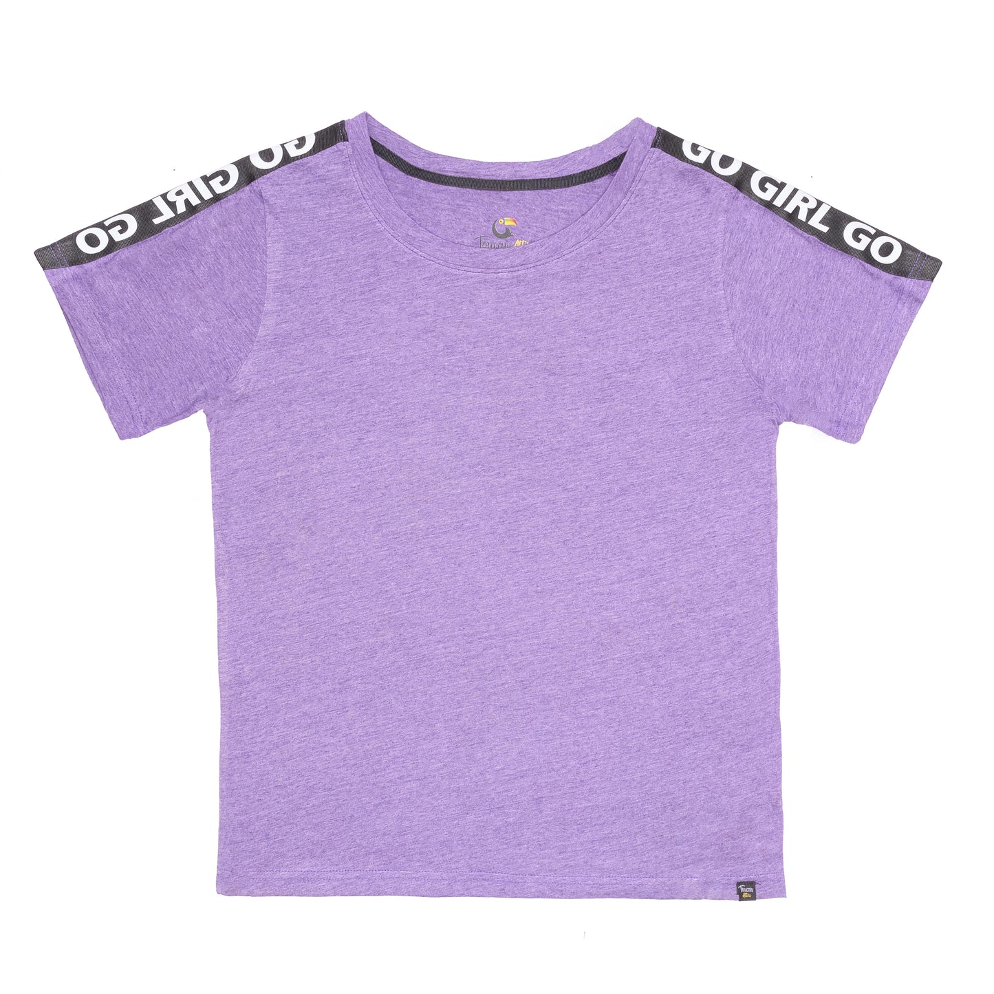 Lavender Go Girl Stripe Shoulder Tee