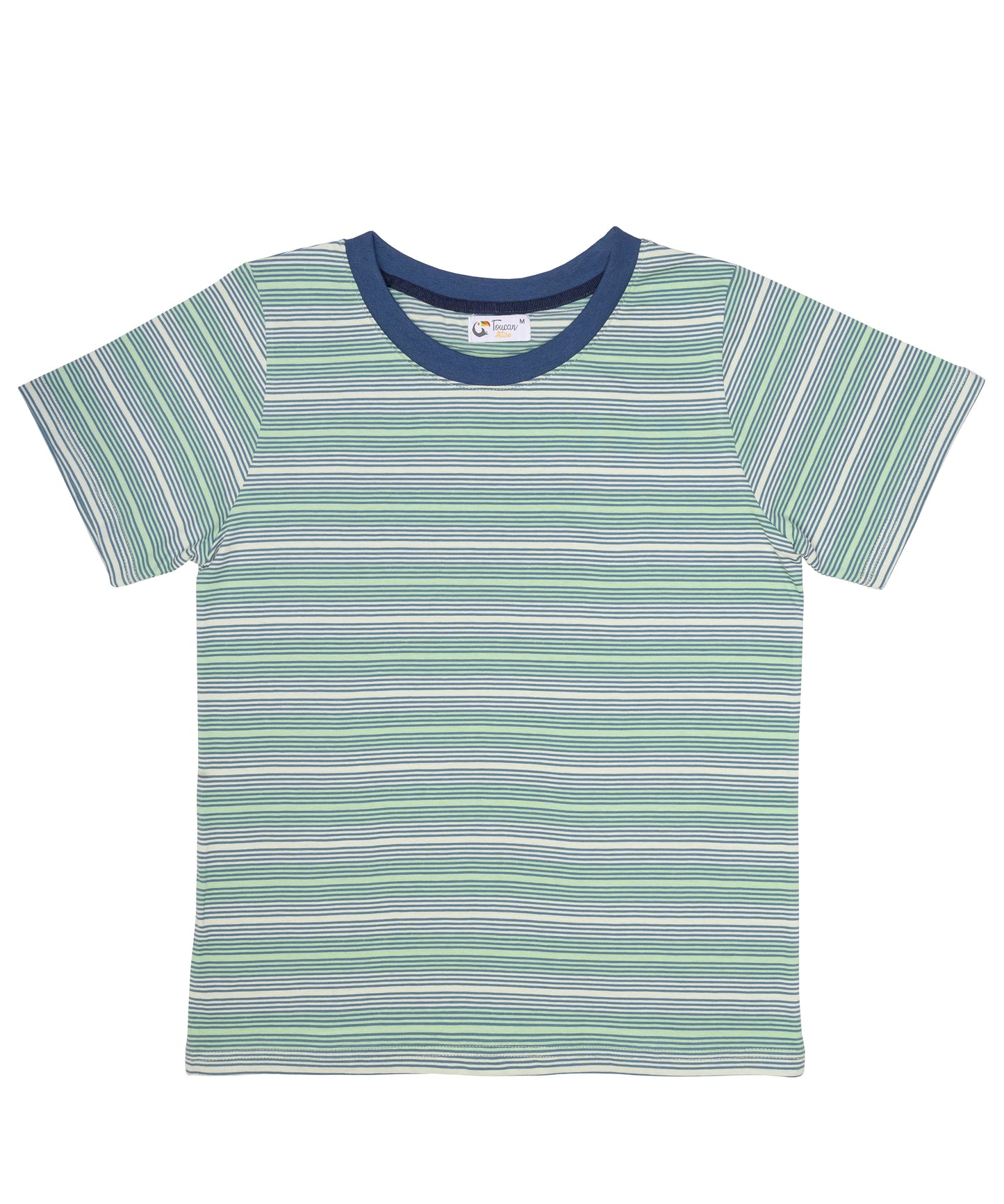 Green & Blue Striped Crew Neck T-Shirt