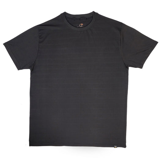 Black Textured Crew Neck
