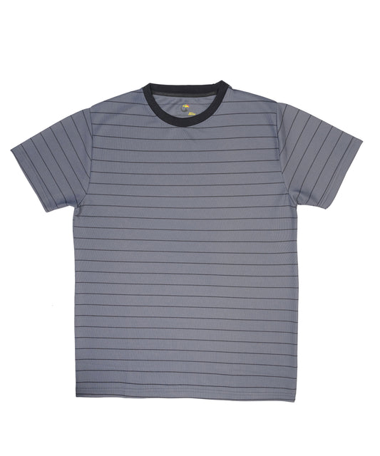 Gray Striped Crew Neck T-Shirt
