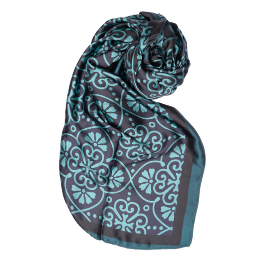 Porcelain Bloom Silk Scarf