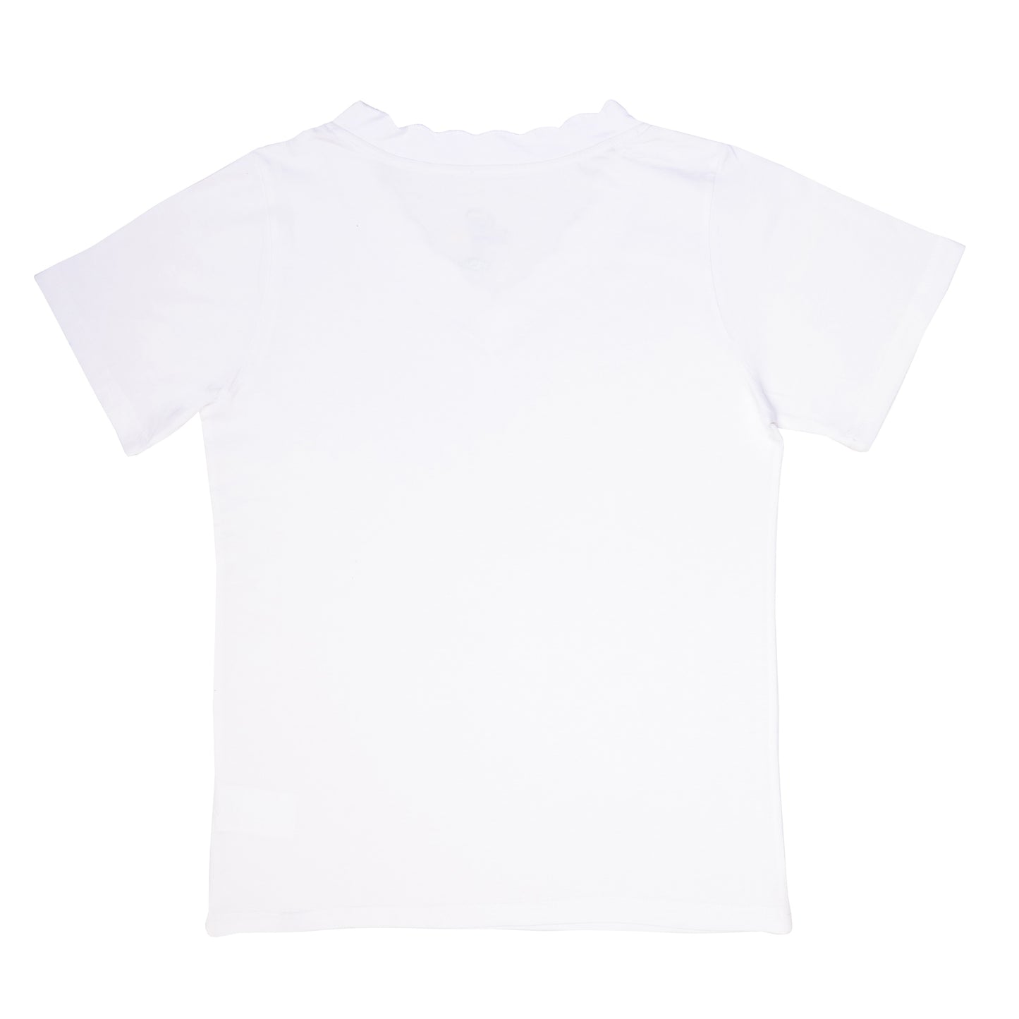 V-Neck Scalloped T-Shirt - White